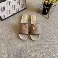 Gucci Women GG Matelassé Canvas Espadrille Sandal Double G Flat (5)