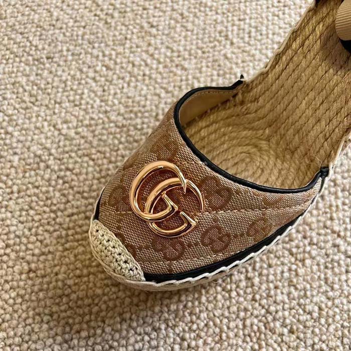 Gucci Women GG Matelassé Platform Espadrille Double G High 12 CM Heel