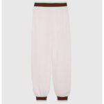 Gucci Women GG Rib Wool Pant Web Elastic Waist Drawstring Elastic Leg Cuffs