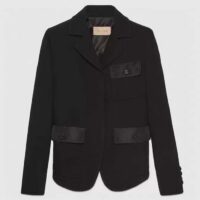 Gucci Women GG Wool Jacquard Jacket Black Lined Notch Lapel Petite Fit (15)