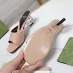 Gucci Women Interlocking G Heel Sandal Light Pink Leather Mid 7.6 CM Heel - Bild 8