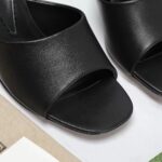 Gucci Women Interlocking G Heel Slide Black Leather Mid 7.6 CM Heel – Image 9