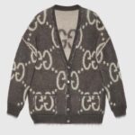 Cardigan réversible en laine GG Mohair pour femme Gucci, col en V, poches avant