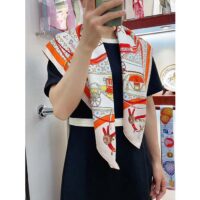 Hermes Women Les Voitures Nouvelles Scarf 70 Silk Beige Multicolore (6)