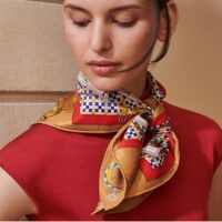 Hermes Women Les Voitures Nouvelles Scarf 70 Silk Beige Multicolore (6)