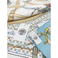 Hermes Women Les Voitures Nouvelles Scarf 70 Silk Bleu Beige (4)