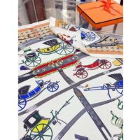 Hermes Women Les Voitures Nouvelles Scarf 70 Silk Brown Multicolore (8)