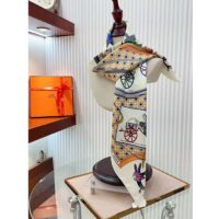 Hermes Women Les Voitures Nouvelles Scarf 70 Silk Brown Multicolore (8)