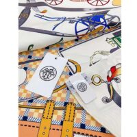 Hermes Women Les Voitures Nouvelles Scarf 70 Silk Brown Multicolore (8)