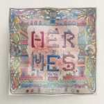 Hermes Damen Super Silk Quest Detail Schal 45 Blau Twill