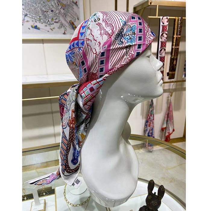Hermes Women Super Silk Quest Detail Scarf 45 Blue Twill