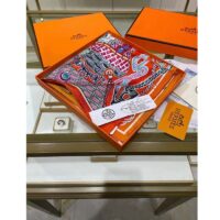 Hermes Women Super Silk Quest Detail Scarf 45 Orange Twill (6)