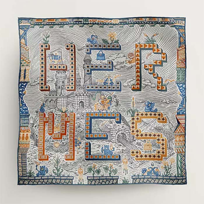 Hermes Women Super Silk Quest Detail Scarf 45 Twill