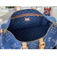 Louis Vuitton LV Unisex Keepall Bandoulière 45 Bleu Denim GOTS Certified Cotton Monogram Denim Canvas M24315 (10)