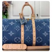 Louis Vuitton LV Unisex Keepall Bandoulière 45 Bleu Denim GOTS Certified Cotton Monogram Denim Canvas M24315 (10)