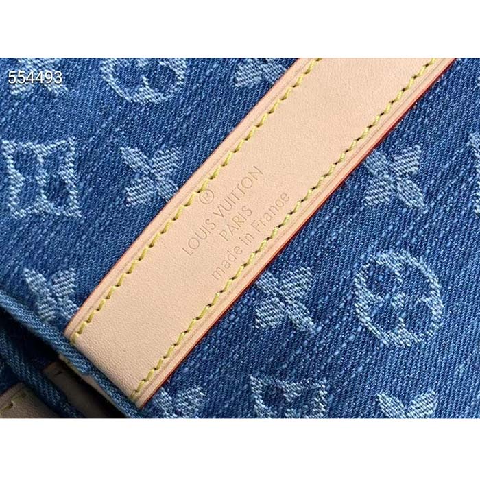Louis Vuitton LV Unisex Keepall Bandoulière 45 Bleu Denim GOTS Certified Cotton Monogram Denim Canvas M24315 (7)