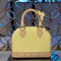 Louis Vuitton LV Women Alma BB Handbag Chic Yellow Monogram Vernis Embossed Cowhide Leather M24063 (5)