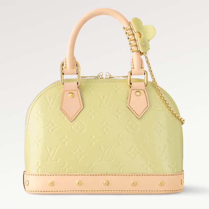 Louis Vuitton LV Women Alma BB Handbag Chic Yellow Monogram Vernis Embossed Cowhide Leather M24063