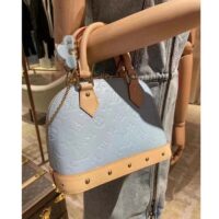 Louis Vuitton LV Women Alma BB Handbag Sky Blue Monogram Vernis Embossed Cowhide Leather M24062 (5)