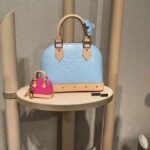 Louis Vuitton LV Women Alma BB Handbag Sky Blue Monogram Vernis Embossed Cowhide Leather M24062 - immagine 3