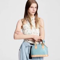 Louis Vuitton LV Women Alma BB Handbag Sky Blue Monogram Vernis Embossed Cowhide Leather M24062 (5)