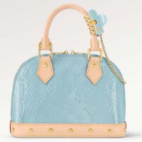 Louis Vuitton LV Women Alma BB Handbag Sky Blue Monogram Vernis Embossed Cowhide Leather M24062 (5)