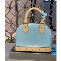 Louis Vuitton LV Women Alma BB Handbag Sky Blue Monogram Vernis Embossed Cowhide Leather M24062 (5)