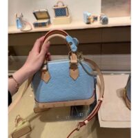 Louis Vuitton LV Women Alma BB Handbag Sky Blue Monogram Vernis Embossed Cowhide Leather M24062 (5)