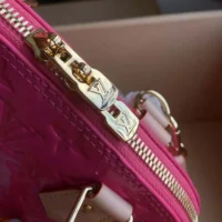 Louis Vuitton LV Women Alma BB Handbag Neon Pink Monogram Vernis Embossed Cowhide Leather M90611 (4)