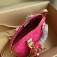 Louis Vuitton LV Women Alma BB Handbag Neon Pink Monogram Vernis Embossed Cowhide Leather M90611 (4)