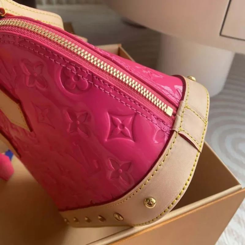 Louis Vuitton LV Women Alma BB Monogram Vernis Embossed Cowhide Leather M90611