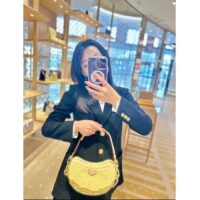 Louis Vuitton LV Women Croissant PM Chic Yellow Monogram Vernis Embossed Cowhide Leather M24020 (7)