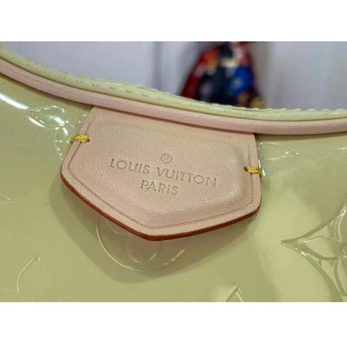 Louis Vuitton LV Women Croissant PM Chic Yellow Monogram Vernis Embossed Cowhide Leather M24020 (9)