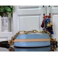 Louis Vuitton LV Women Croissant PM Sky Blue Monogram Vernis Embossed Cowhide Leather M24021 (8)