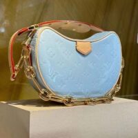 Louis Vuitton LV Women Croissant PM Sky Blue Monogram Vernis Embossed Cowhide Leather M24021 (8)