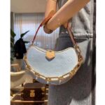 Louis Vuitton LV Women Croissant PM Sky Blue Monogram Vernis Embossed Cowhide Leather M24021 - Imagen 12