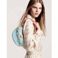 Louis Vuitton LV Women Croissant PM Sky Blue Monogram Vernis Embossed Cowhide Leather M24021 (8)