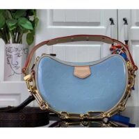 Louis Vuitton LV Women Croissant PM Sky Blue Monogram Vernis Embossed Cowhide Leather M24021 (8)