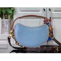 Louis Vuitton LV Women Croissant PM Sky Blue Monogram Vernis Embossed Cowhide Leather M24021 (8)