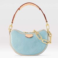 Louis Vuitton LV Women Croissant PM Sky Blue Monogram Vernis Embossed Cowhide Leather M24021 (8)