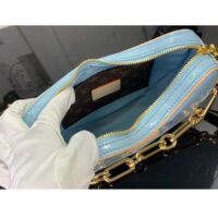 Louis Vuitton LV Women Croissant PM Sky Blue Monogram Vernis Embossed Cowhide Leather M24021 (8)