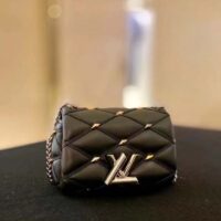 Louis Vuitton LV Women Pico GO-14 Black Lambskin Cowhide Leather Twist Lock M24246 (9)