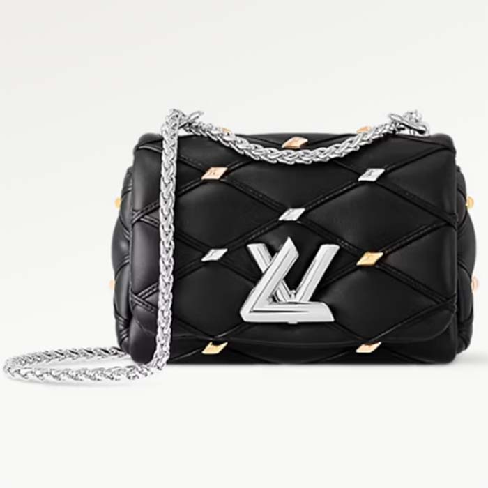 Louis Vuitton LV Women Pico GO-14 Black Lambskin Cowhide Leather Twist Lock M24246