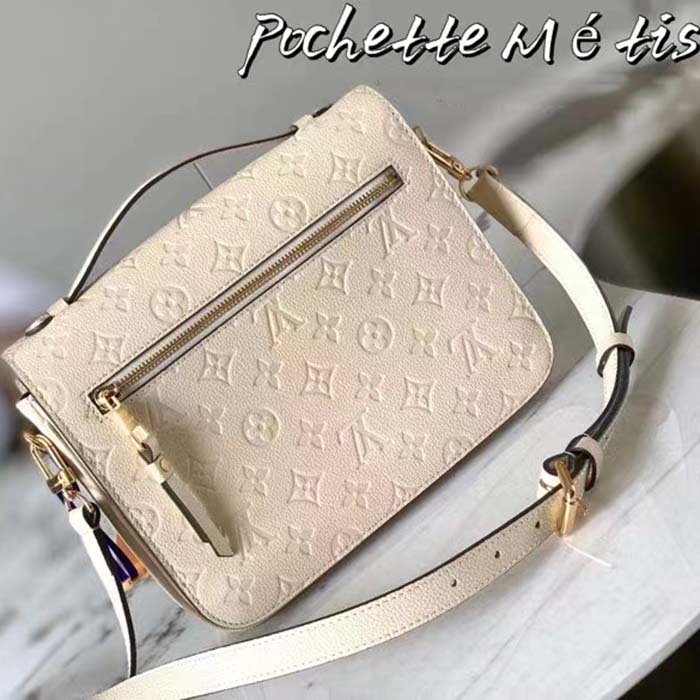 Louis Vuitton LV Women Pochette Métis Crème Beige Monogram Embossed Grained Cowhide Leather M46552 (3)