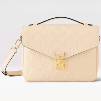 Louis Vuitton LV Women Pochette Métis Crème Beige Monogram Embossed Grained Cowhide Leather M46552