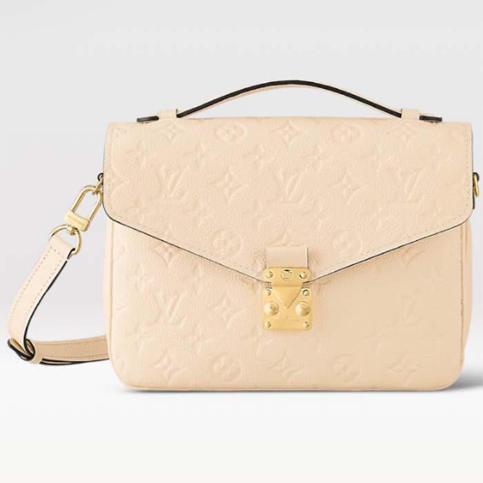 Louis Vuitton LV Women Pochette Métis Crème Beige Monogram Embossed Grained Cowhide Leather M46552