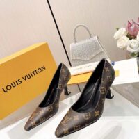 Louis Vuitton LV Women Sparkle Pump Brown Monogram Flower Canvas Elasticized 6.5 Cm Heel (6)