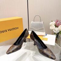 Louis Vuitton LV Women Sparkle Pump Brown Monogram Flower Canvas Elasticized 6.5 Cm Heel (6)