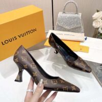 Louis Vuitton LV Women Sparkle Pump Brown Monogram Flower Canvas Elasticized 6.5 Cm Heel (6)