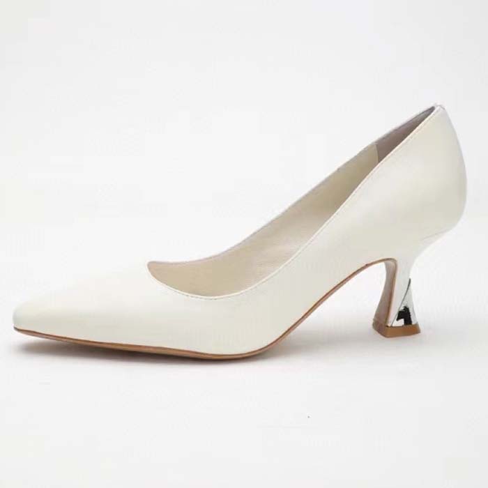 Louis Vuitton LV Women Sparkle Pump White Calf Leather Elasticized 6.5 Cm Heel